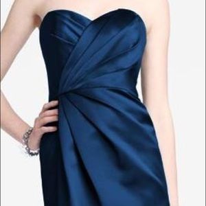 Short Strapless Satin Dress with Pockets